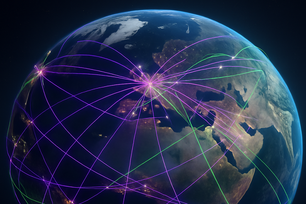 Ultra Support and Evernex partnership Global IT support team connecting through digital network – Ultra Support and Evernex partnership